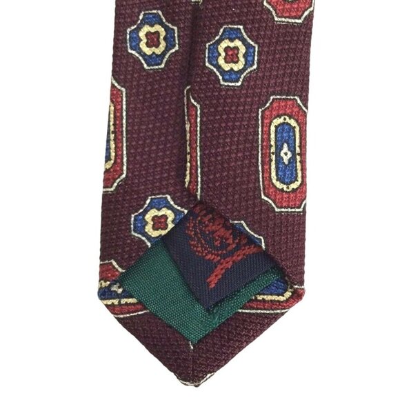 Tommy Hilfiger Mens Silk Geometric Tie Yellow Blue Red 60x4 Classic Made In USA - Picture 4 of 8